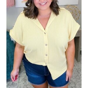 Blumin yellow collared Ribbed Top